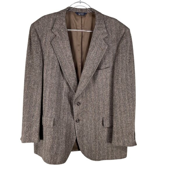 Vintage Kuppenheimer Mens 44R Herringbone Wool Blazer Jacket Brown Quiet Luxury - Picture 8 of 16